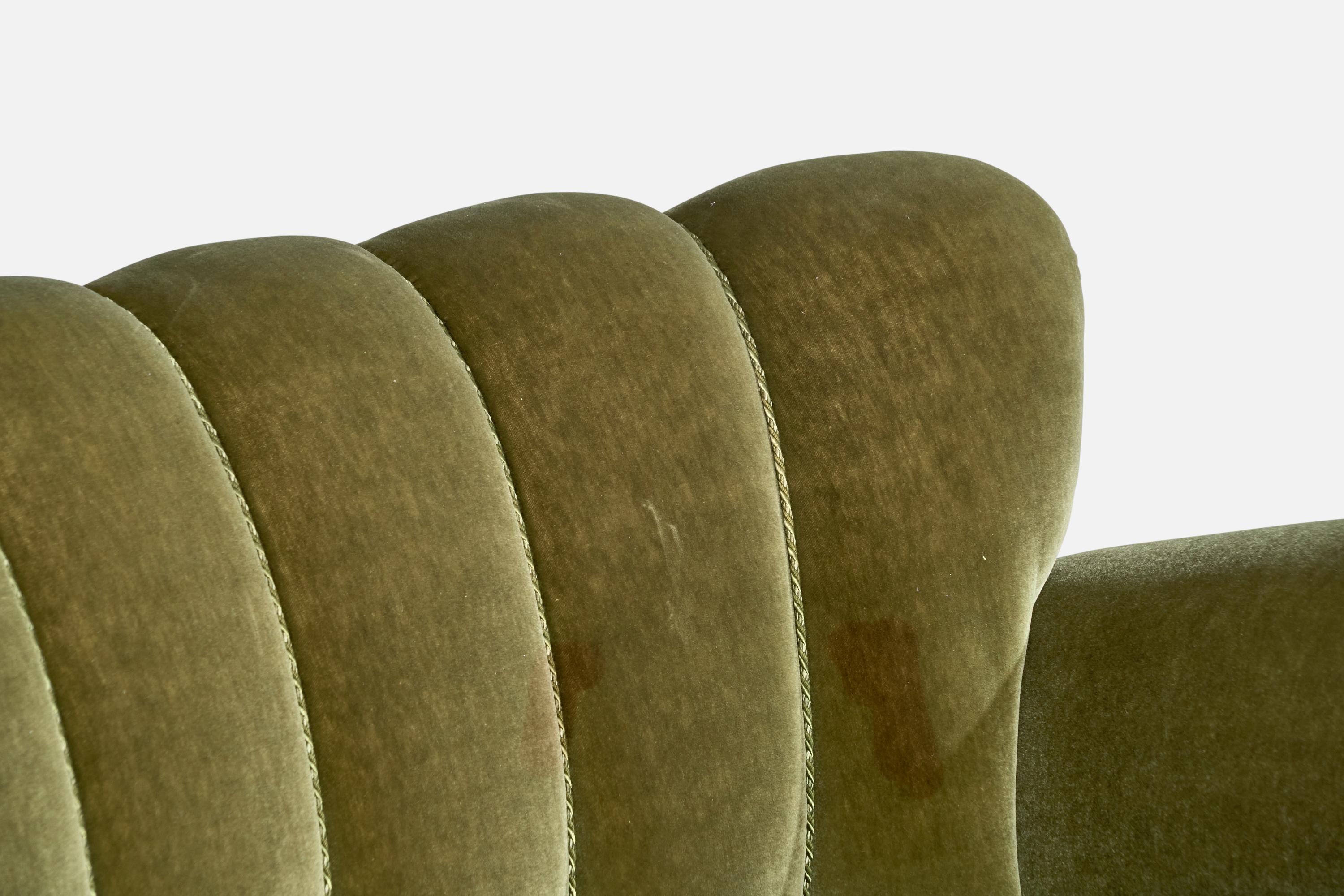 Sofa suédois, bois, velours, Suède, années 1930 en vente 3