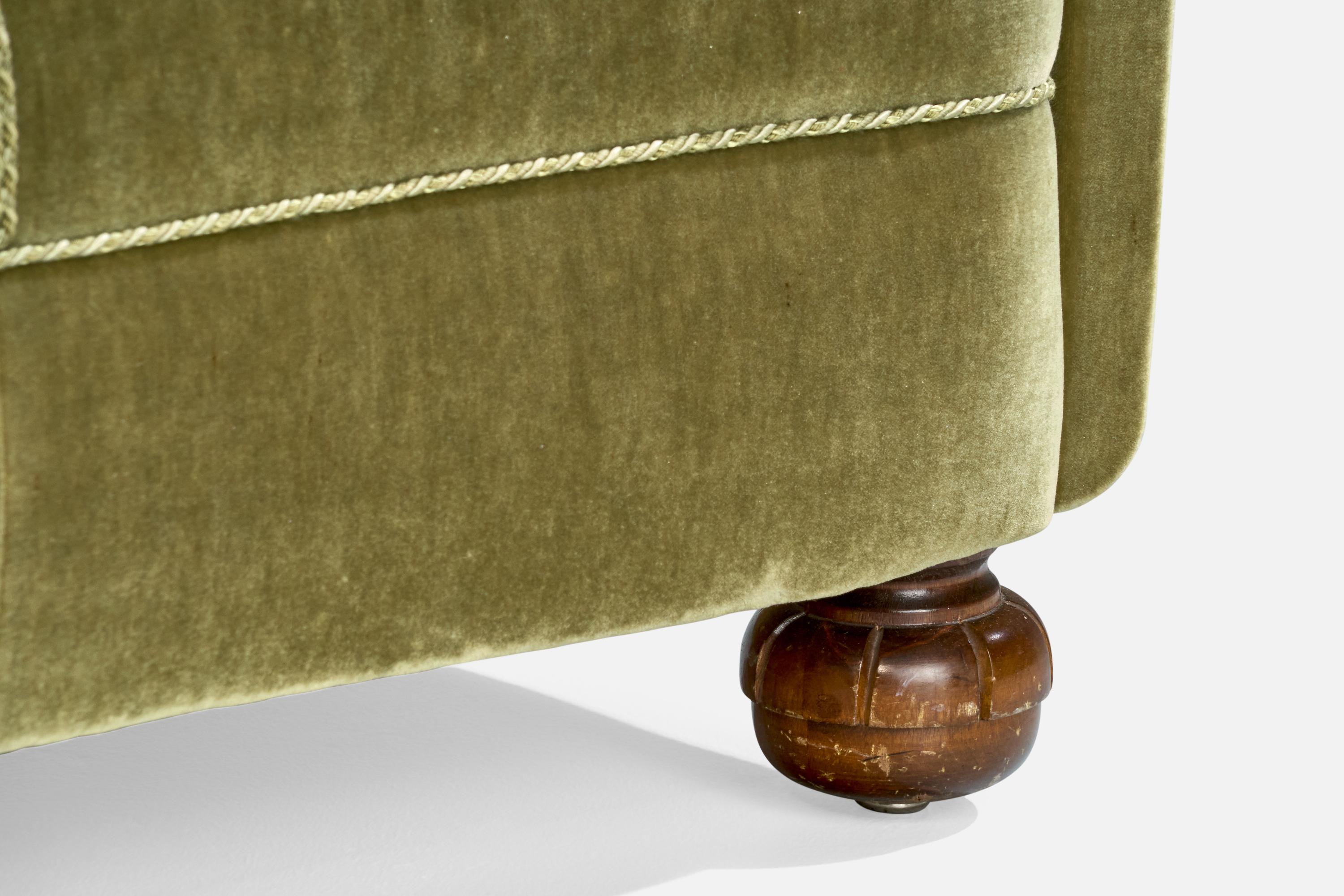 Sofa suédois, bois, velours, Suède, années 1930 en vente 6