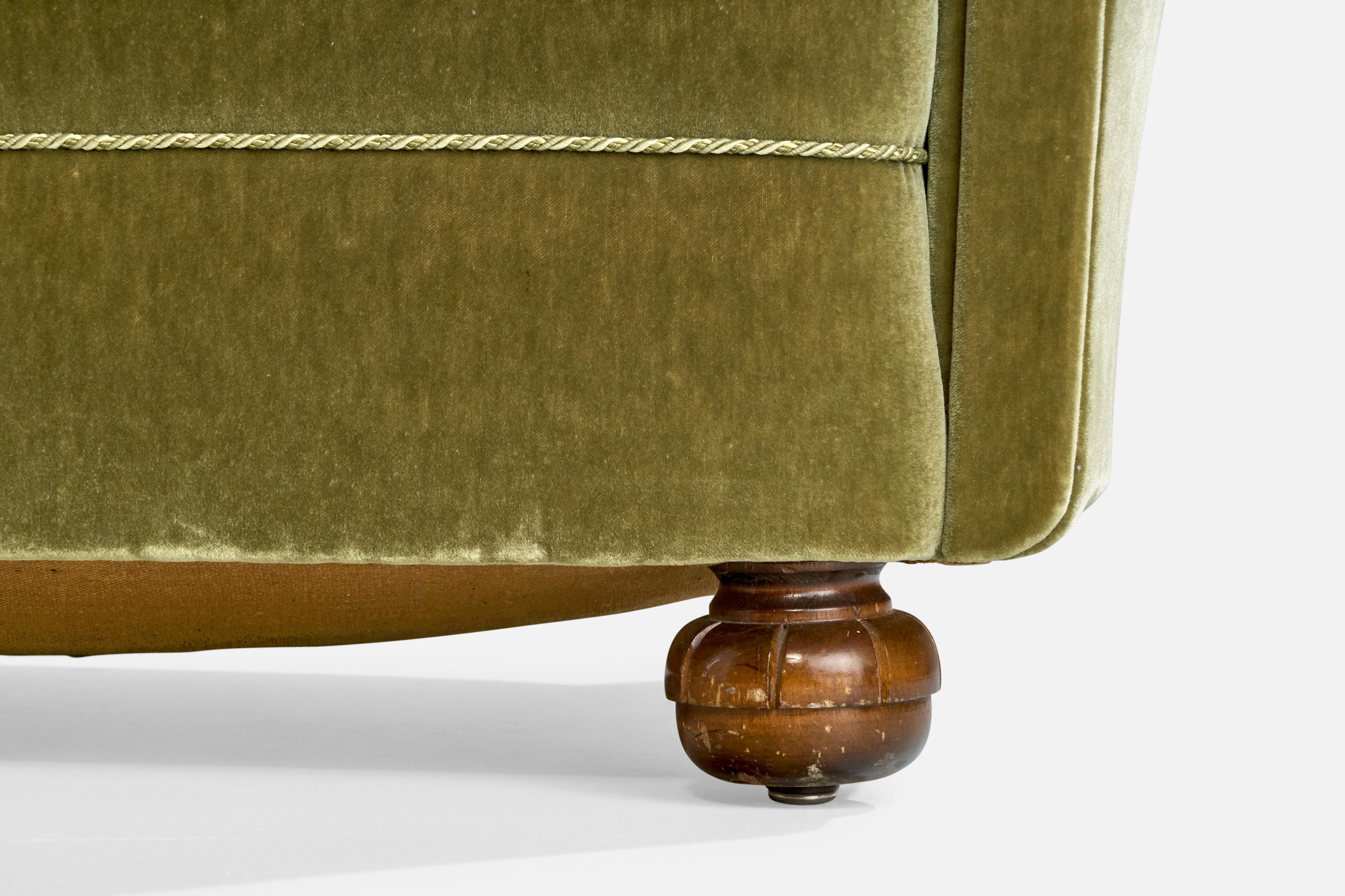 Sofa suédois, bois, velours, Suède, années 1930 en vente 7