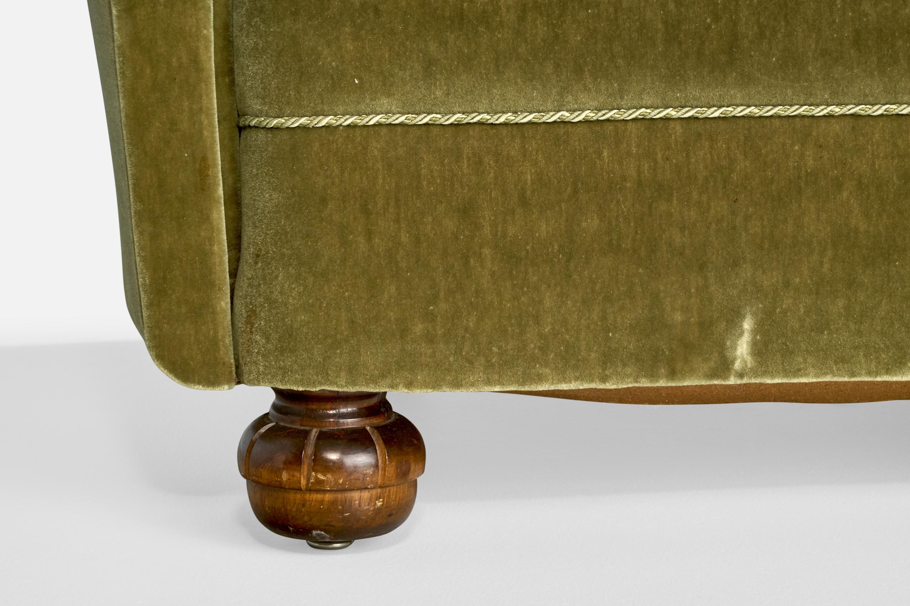Sofa suédois, bois, velours, Suède, années 1930 en vente 8
