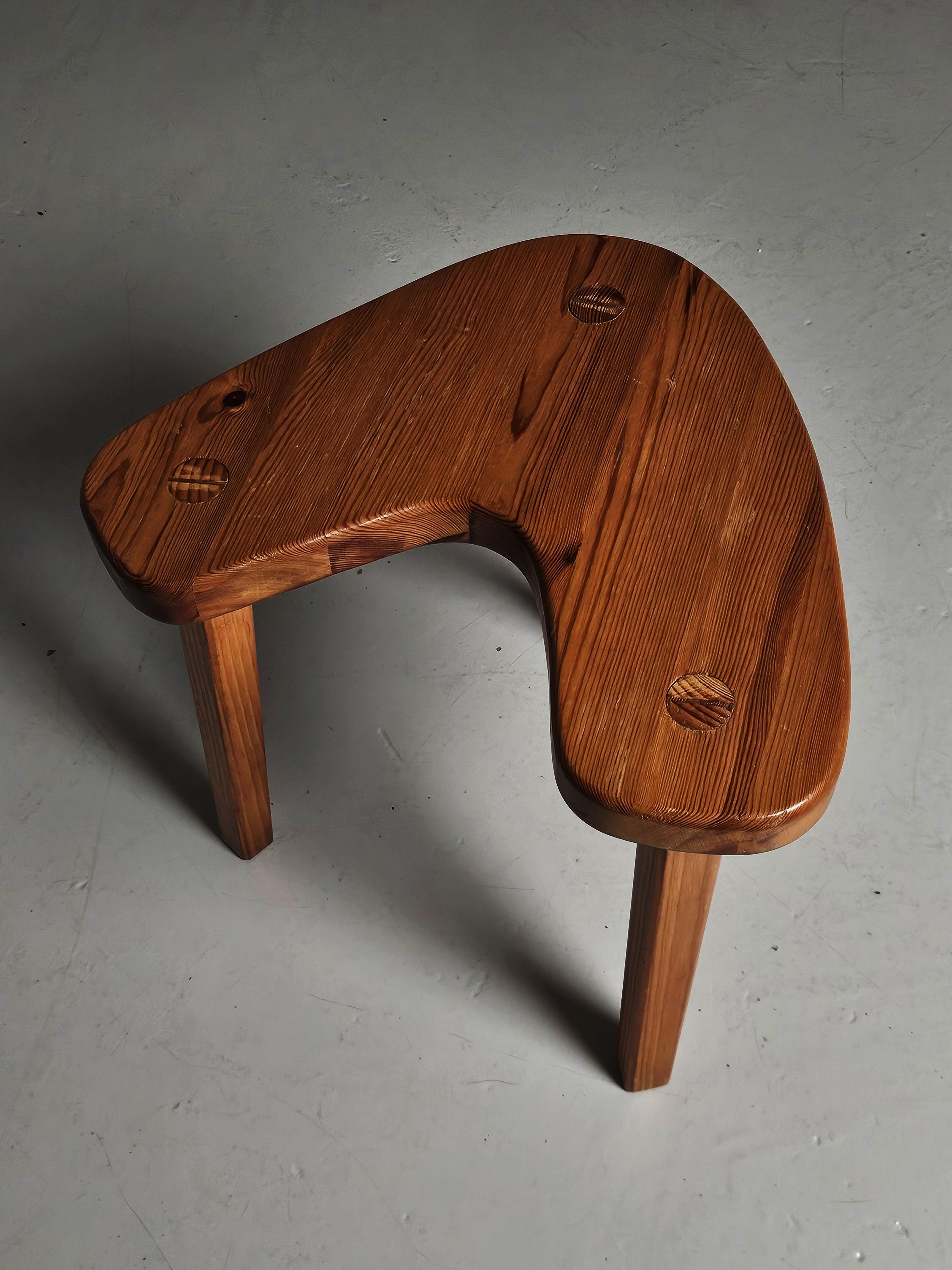 20th Century Swedish designer solid pine stool, 1950s For Sale