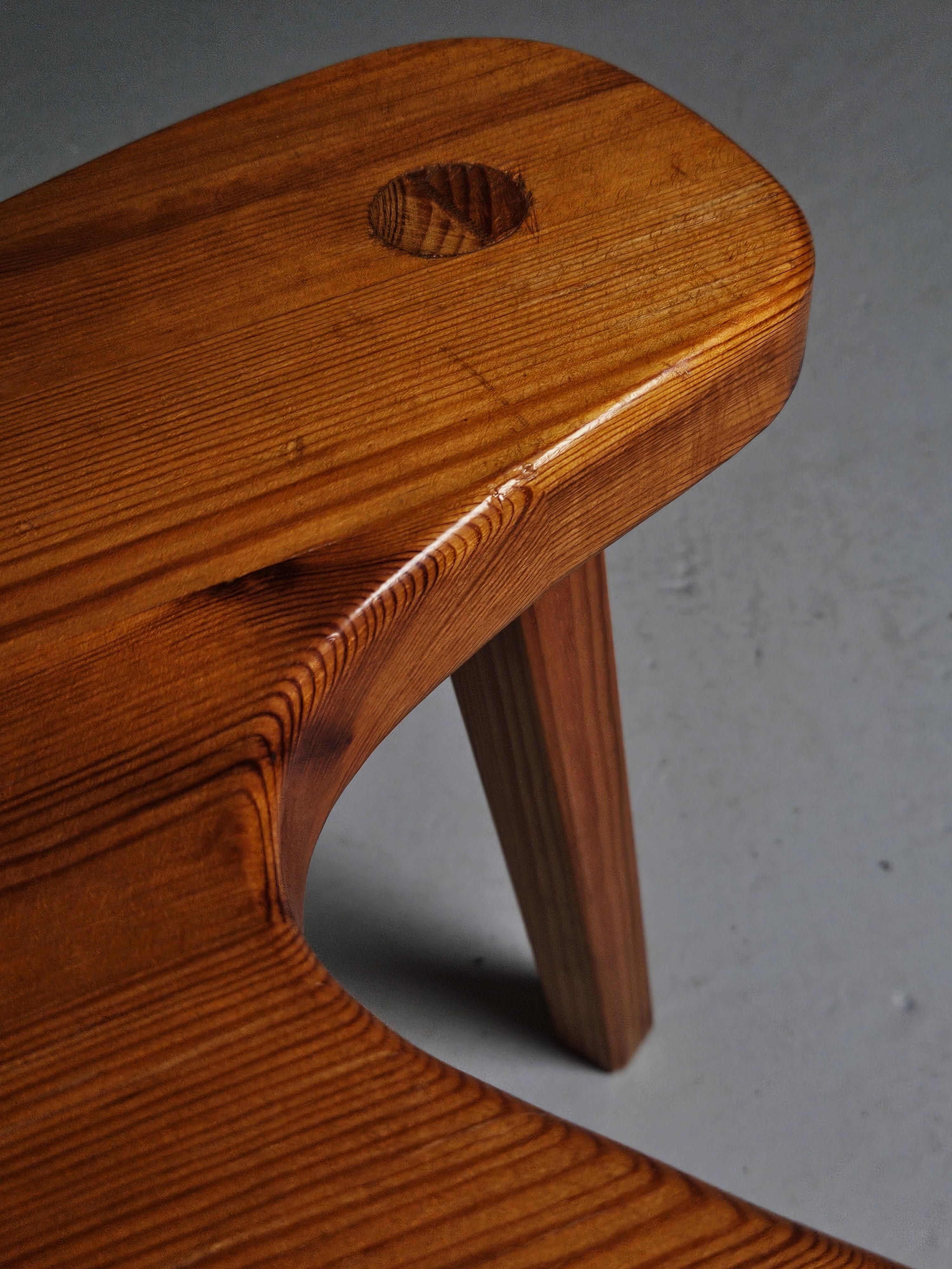 Swedish designer solid pine stool, 1950s For Sale 1