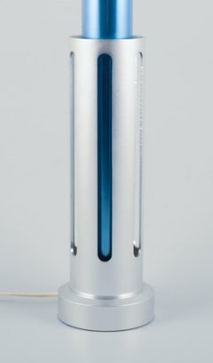 Swedish designer. Space age table lamp in aluminum. Approx. 1980s
