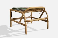 Swedish Designer, Stool, Bamboo, Rattan, Fabric, Sweden, 1960s