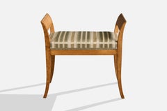 Sgabello di design svedese, betulla, tessuto, Svezia, anni '1920