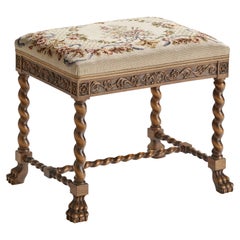 Swedish Designer, Stool, Birch, Fabric, Sweden, 1920s