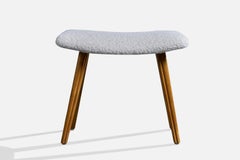 Sgabello di design svedese, betulla, tessuto, Svezia, anni '1950