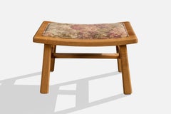 Designer suédois, tabouret, bouleau, tissu, Suède, années 1950