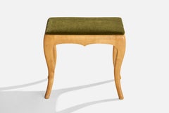 Swedish Designer, Stool, Birch, Mohair, Sweden, 1920s