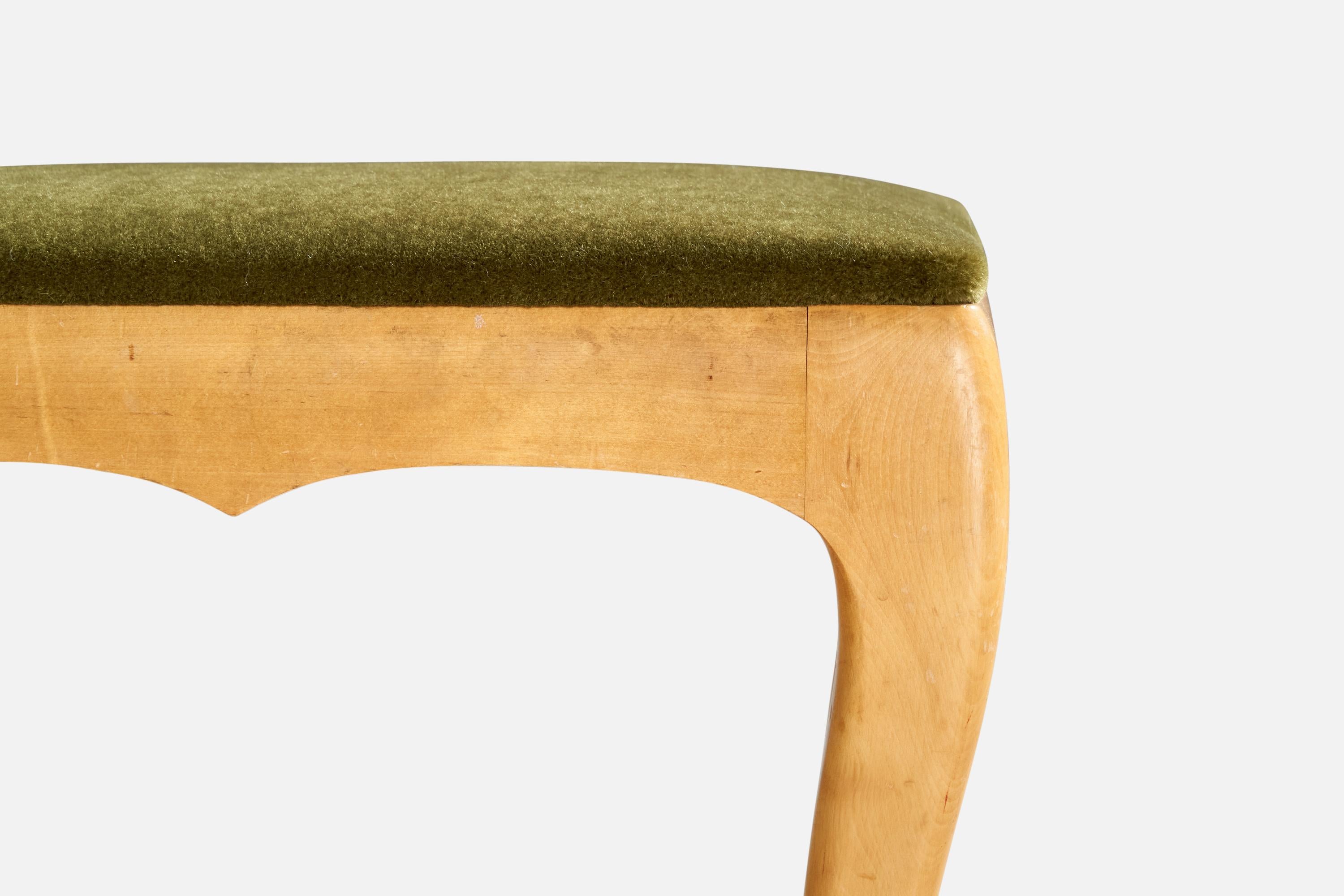 Swedish Designer, Stool, Birch, Mohair, Sweden, 1920s 1