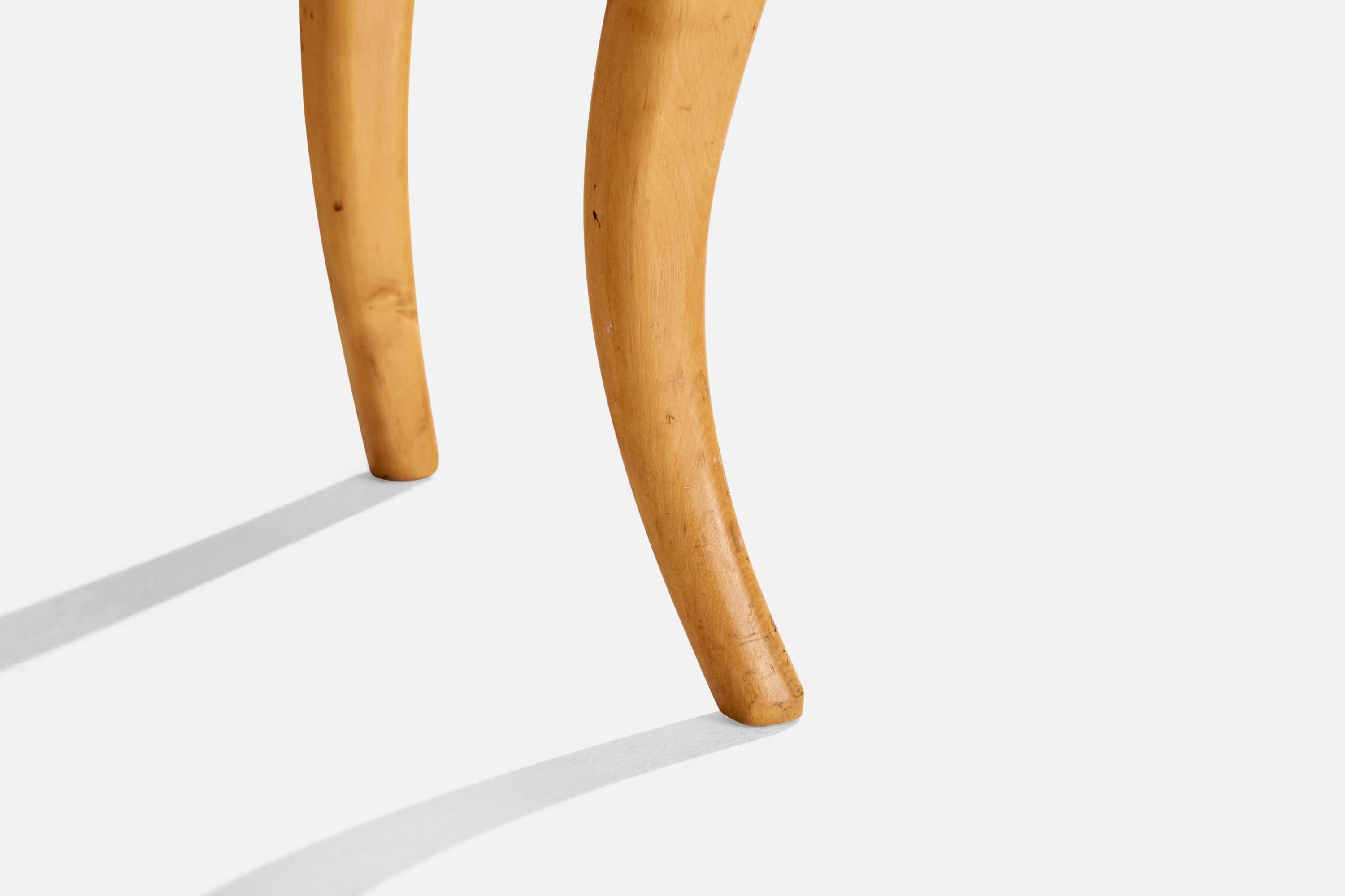 Swedish Designer, Stool, Birch, Mohair, Sweden, 1920s 2