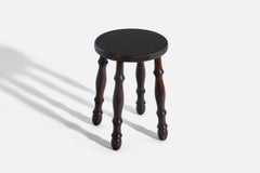 Swedish Designer, Stool, Dark-Stained Pine, Sweden, 1970s