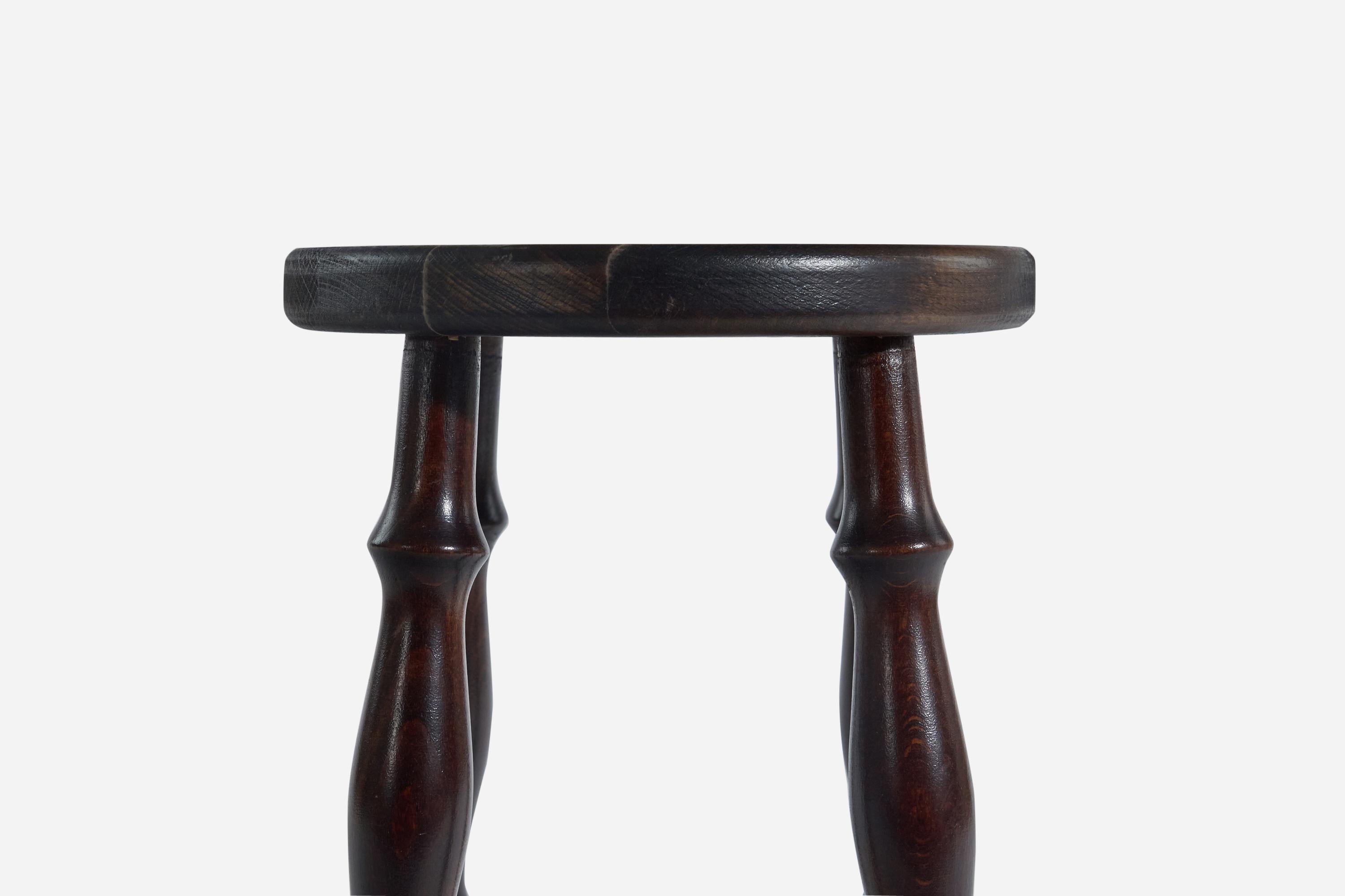 Swedish Designer, Stool, Dark-Stained Pine, Sweden, 1970s In Good Condition For Sale In High Point, NC
