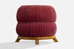 Schwedischer Designer, Hocker, Stoff, Holz, Schweden, 1930er Jahre