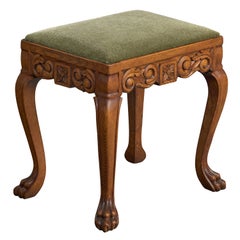 Schwedischer Designer, Hocker, Eiche, Mohair, Schweden, 1930er Jahre