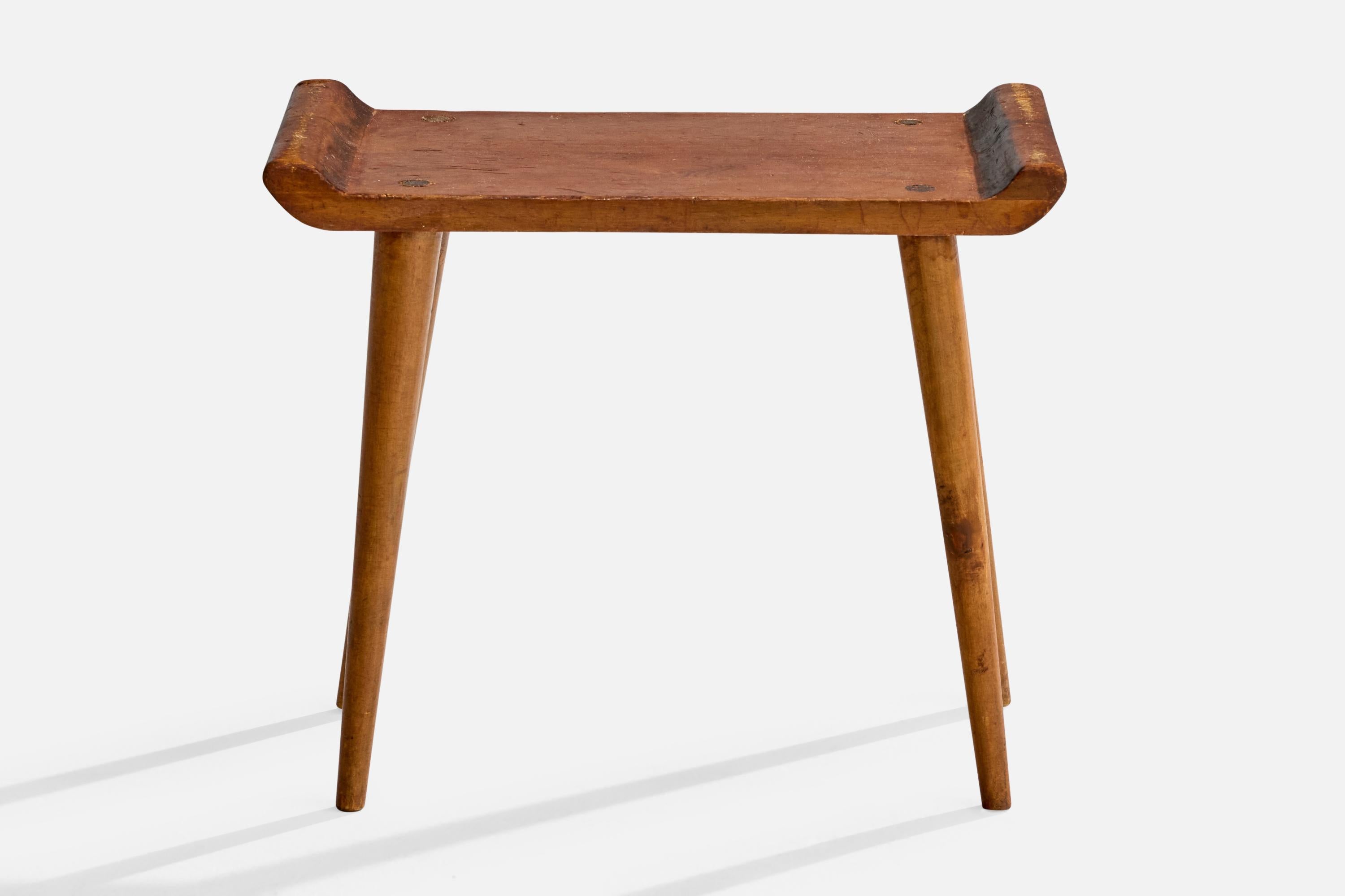 Scandinave moderne Tabouret suédois, pin, bouleau, Suède, années 1940 en vente