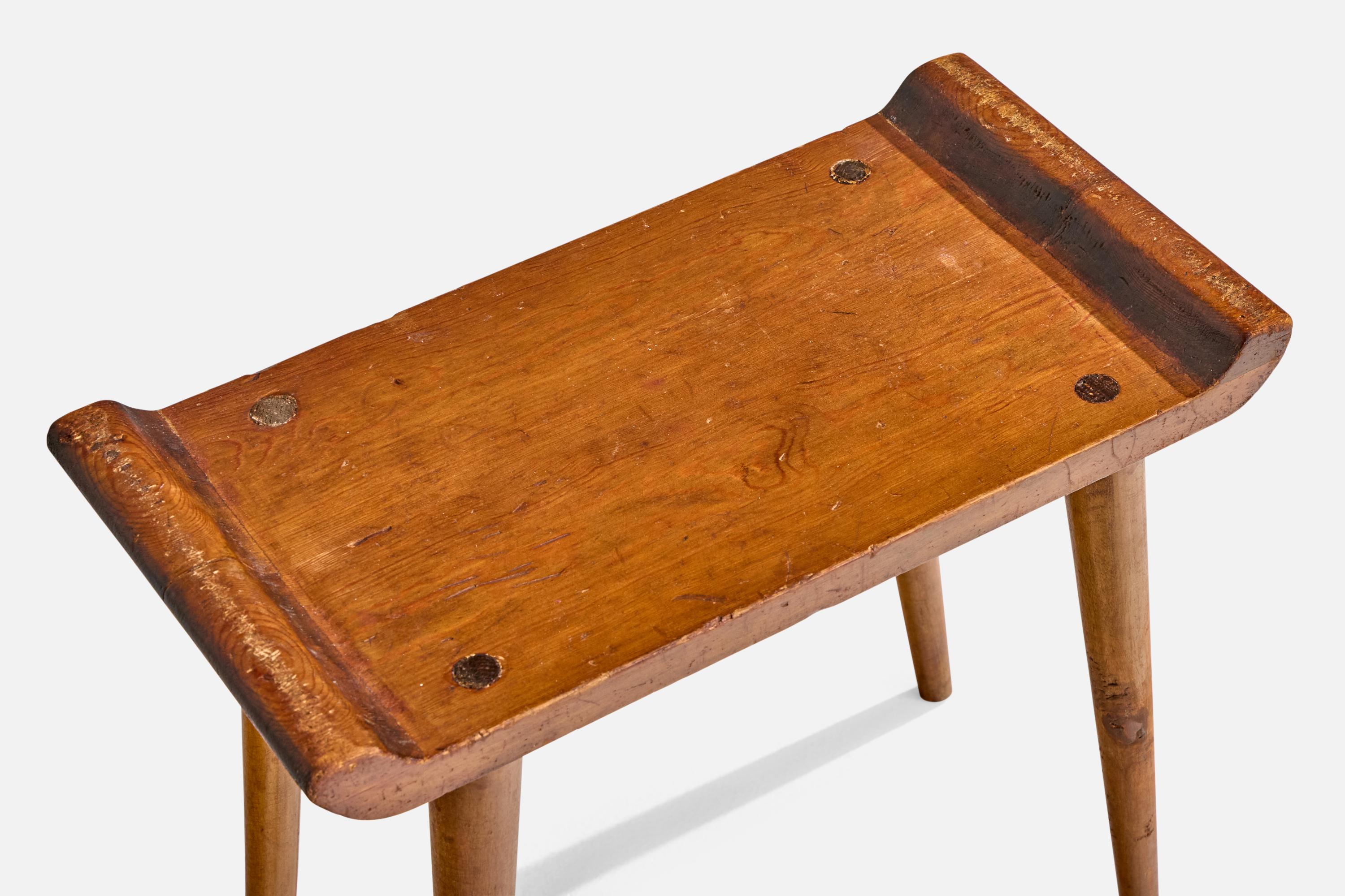 Milieu du XXe siècle Tabouret suédois, pin, bouleau, Suède, années 1940 en vente