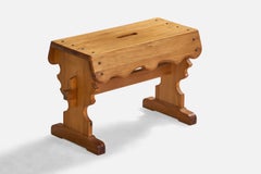 Swedish Designer, Stool, Pine, Cast Iron, Sweden, 1984