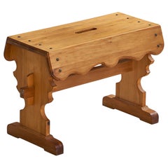 Swedish Designer, Stool, Pine, Cast Iron, Sweden, 1984