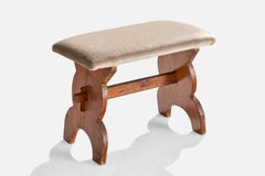Swedish Designer, Stool, Pine, Mohair, Sweden, 1930s