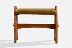 Sgabello svedese di design, pino, mohair, Svezia, anni '1970
