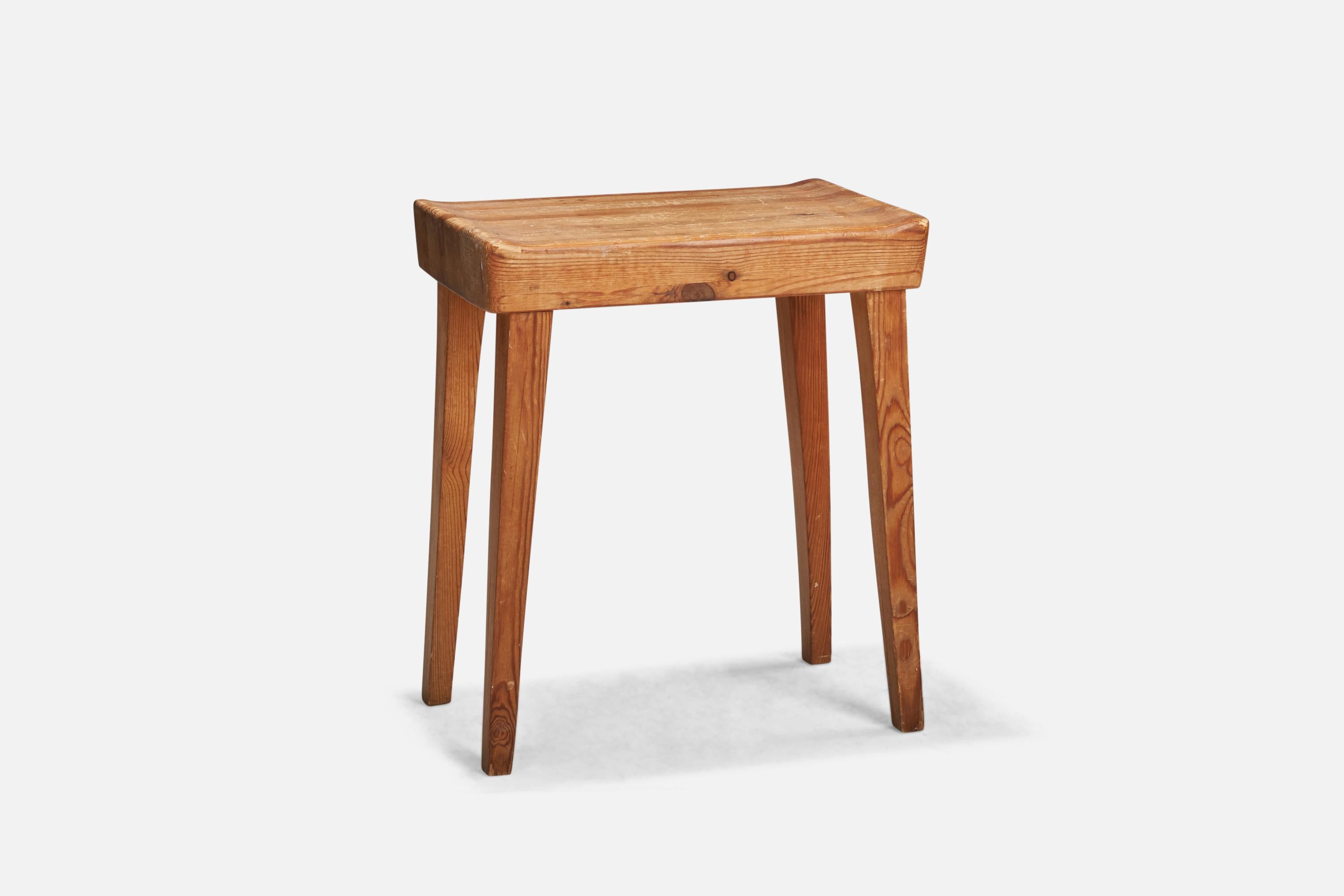A pine stool designed and produced by a Swedish Designer, Sweden, 1940s.