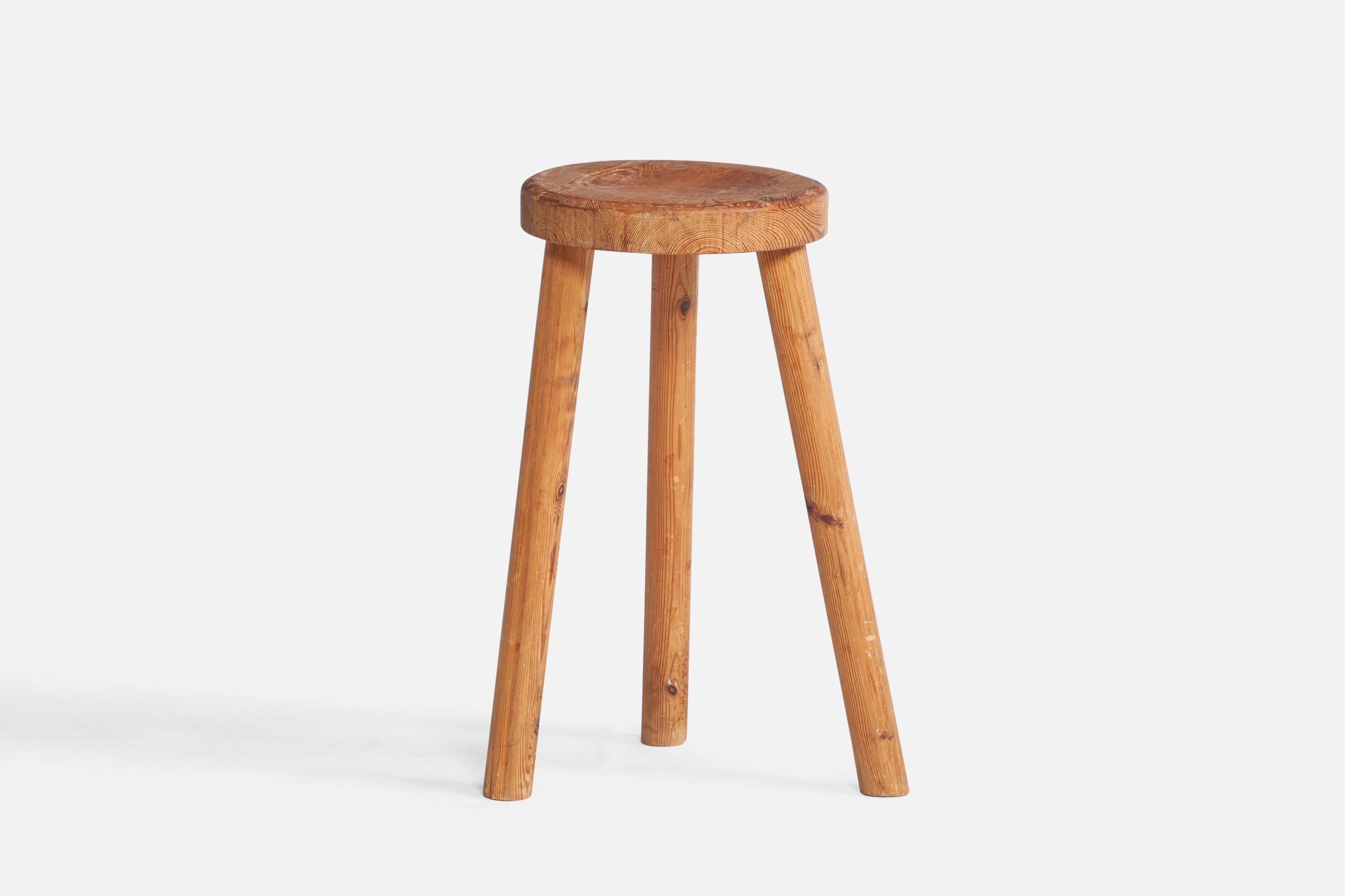 A pine stool designed and produced in Sweden, 1940s.