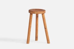 Schwedischer Designer, Hocker, Kiefernholz, Schweden, 1940er Jahre