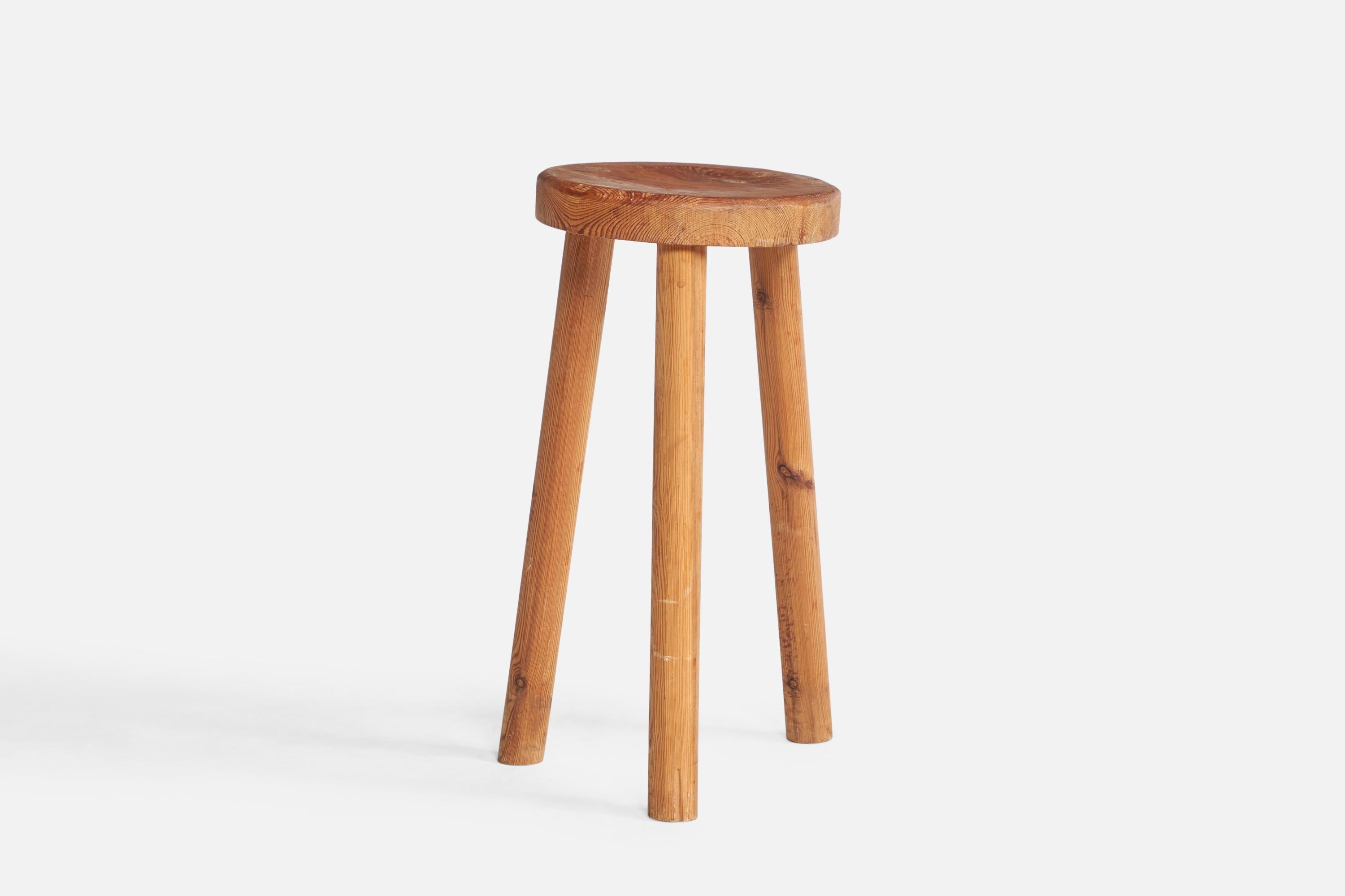 Swedish Designer, Stool, Pine, Sweden, 1940s In Fair Condition For Sale In High Point, NC