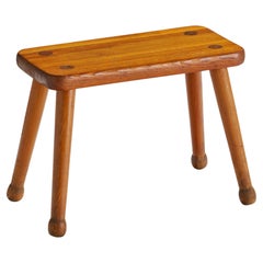 Tabouret de designer suédois, pin, Suède, années 1940