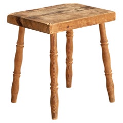 Schwedischer Designer, Hocker, Kiefernholz, Schweden, 1940er Jahre