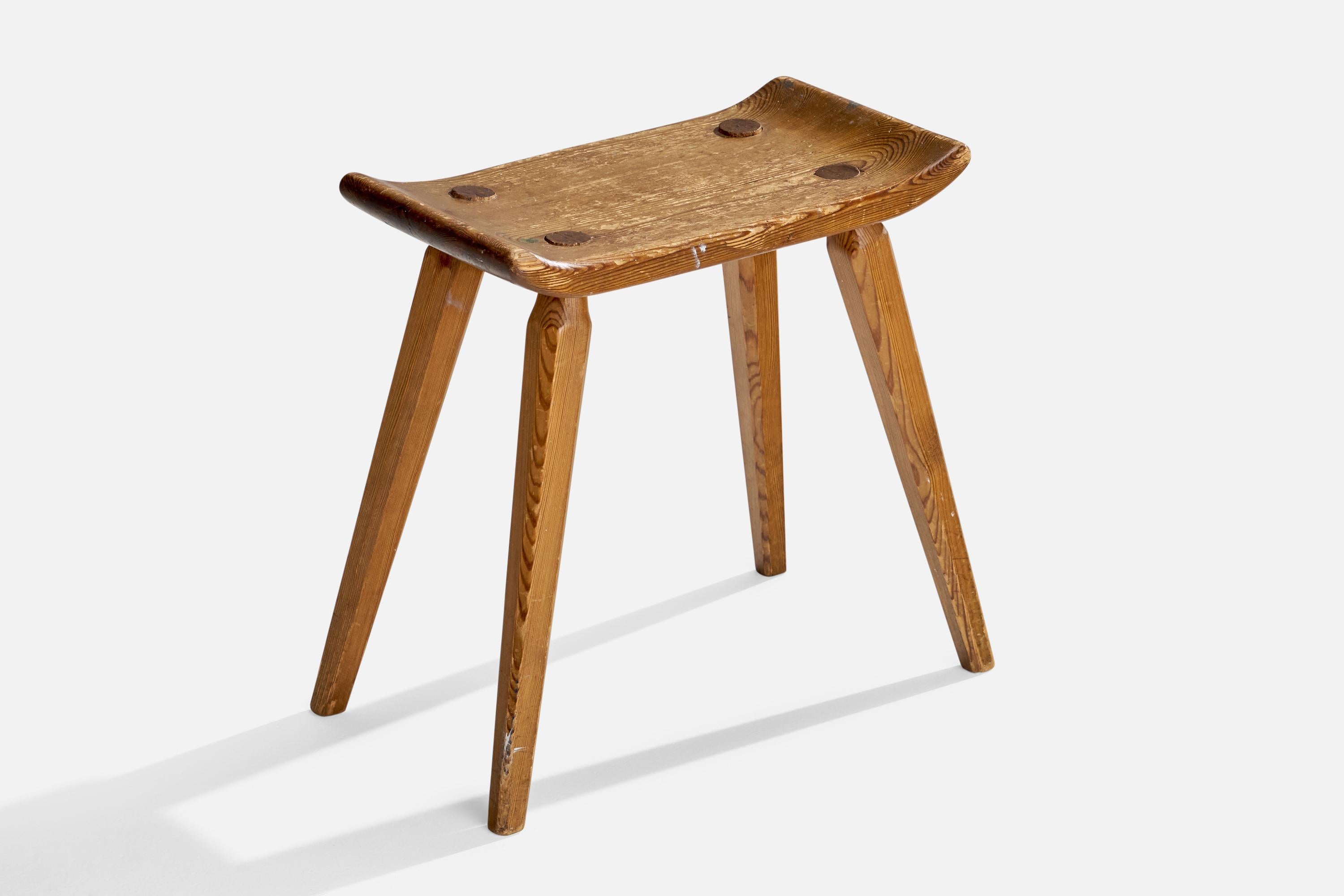 A pine stool designed and produced in Sweden, c. 1950s.

Seat height 16”