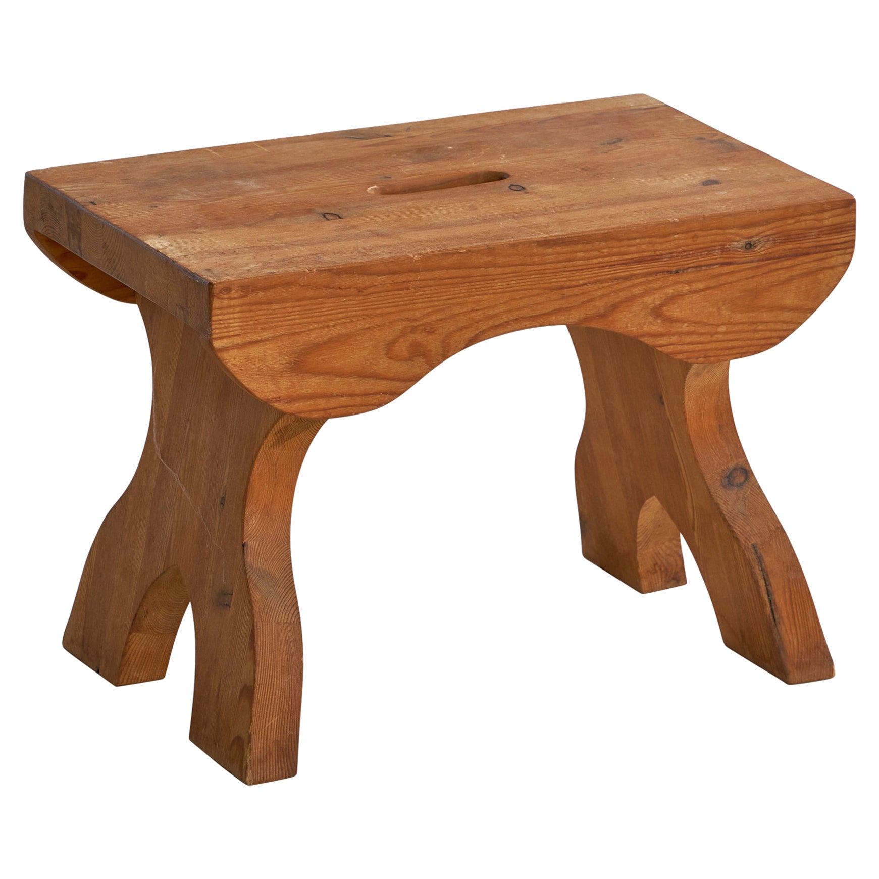 Schwedischer Designer, Hocker, Kiefernholz, Schweden, 1950er Jahre
