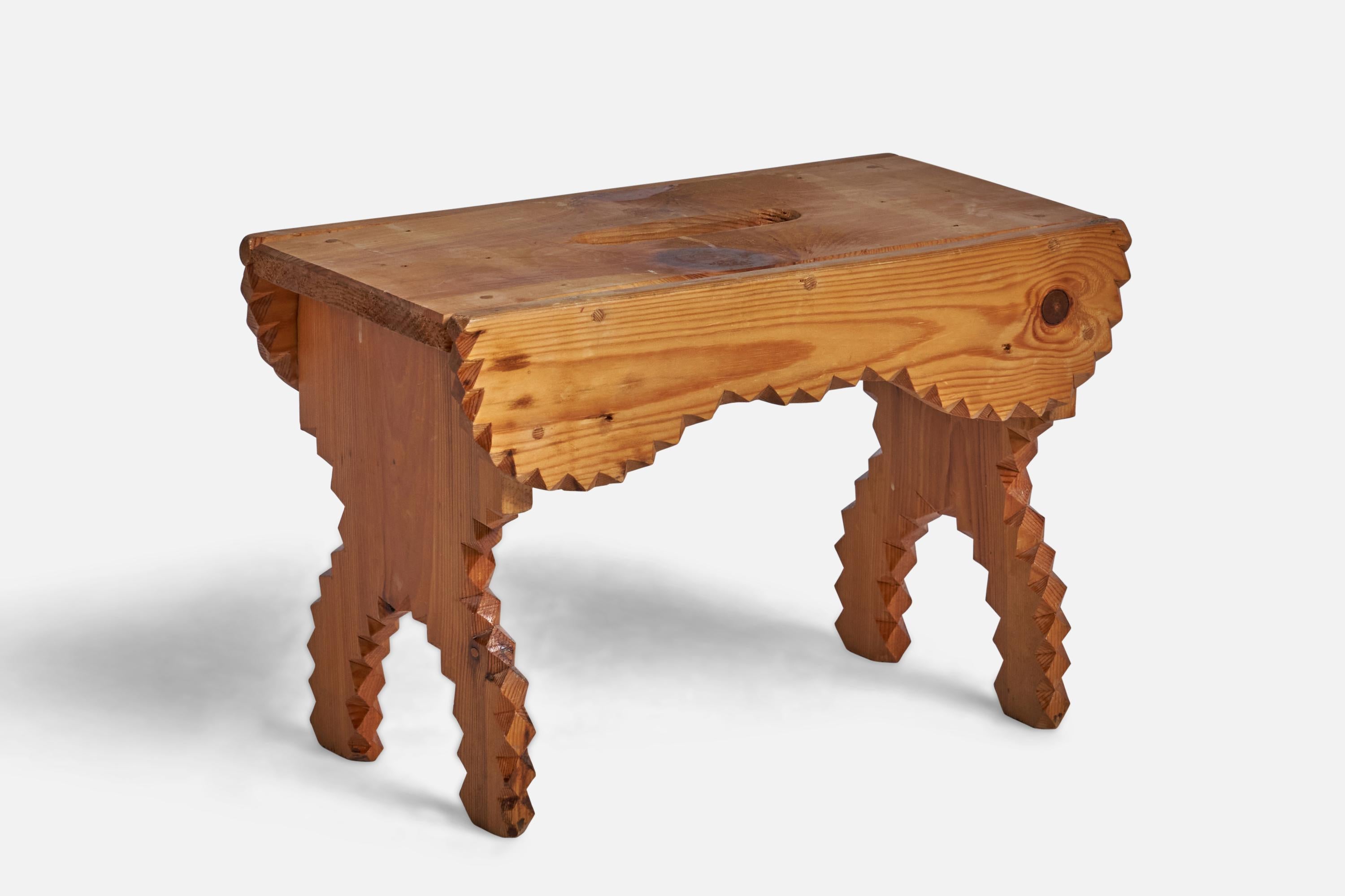 A pine stool designed and produced in Sweden, c. 1960s.