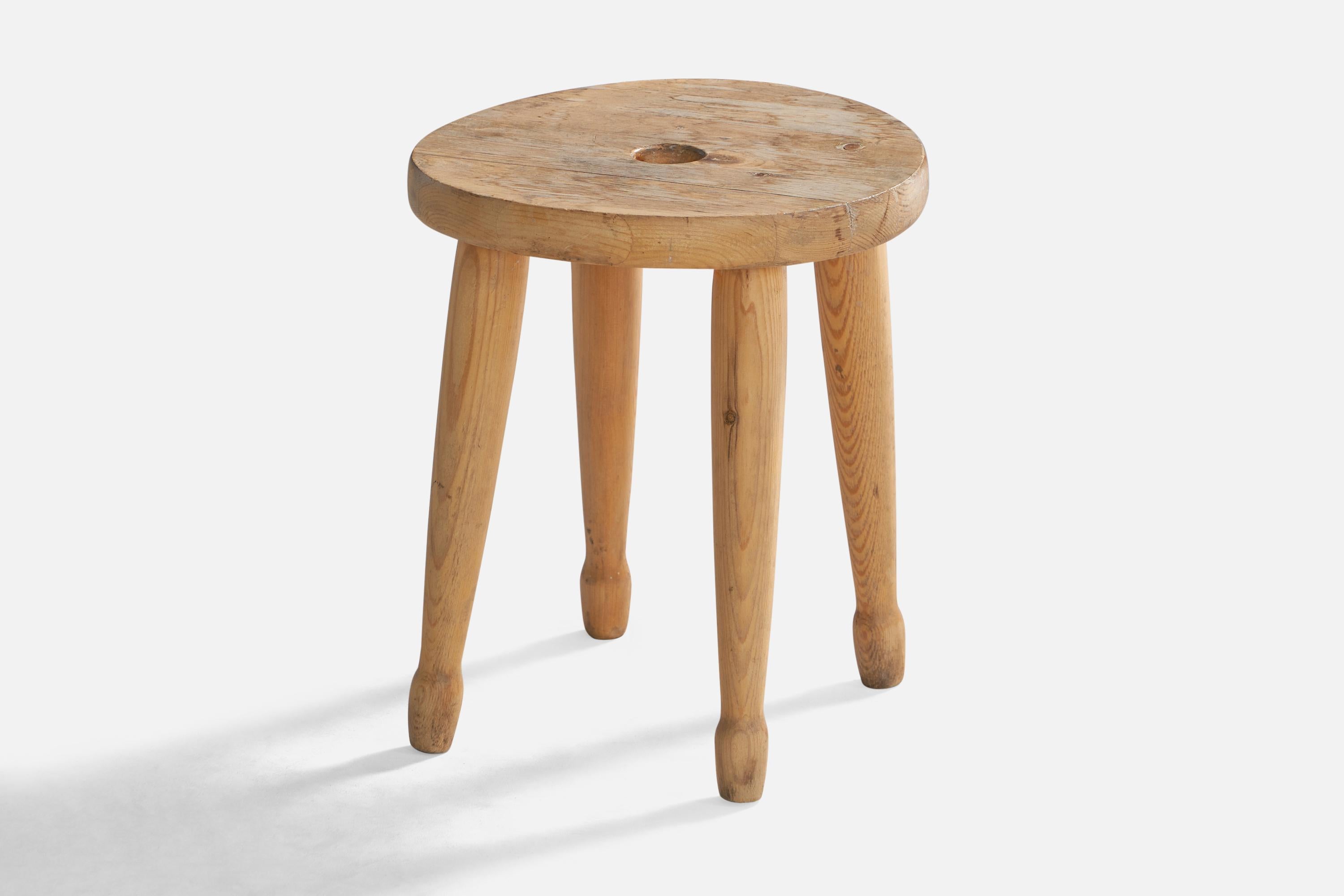 A pine stool designed and produced in Sweden, c. 1960s.

Seat height: 13.75”