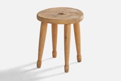 Schwedischer Designer, Hocker, Kiefernholz, Schweden, 1960er Jahre