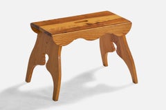 Schwedischer Designer, Hocker, Kiefernholz, Schweden, 1960er Jahre