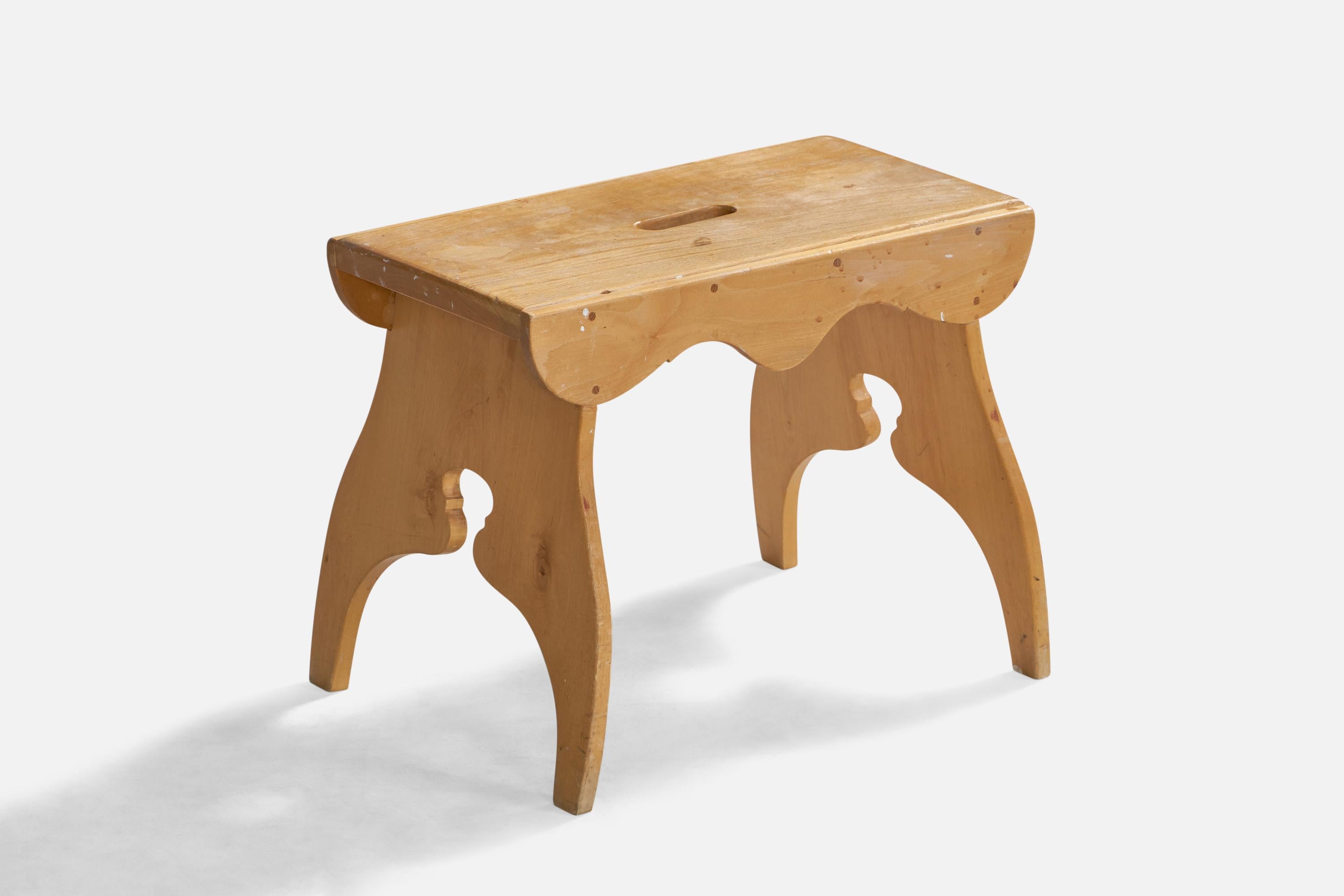 A pine stool designed and produced in Sweden, c. 1960s.

Seat height: 13.68”