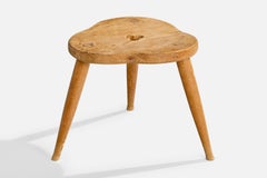 Swedish Designer, Stool, Pine, Sweden, 1960s