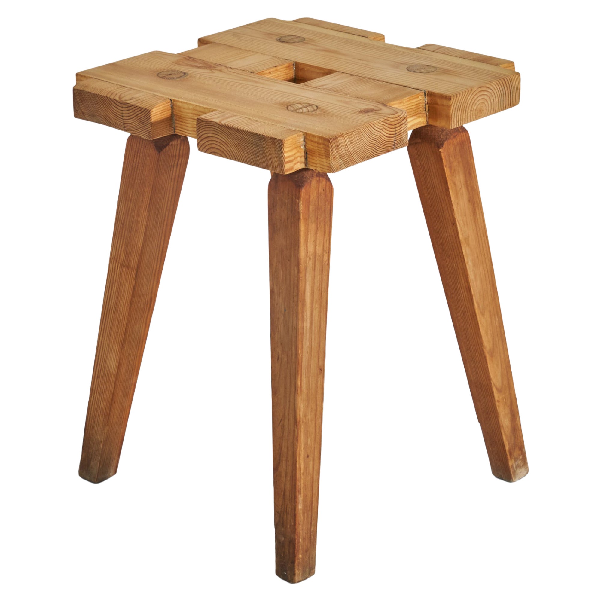 Swedish Designer, Stool, Pine, Sweden, 1960s For Sale