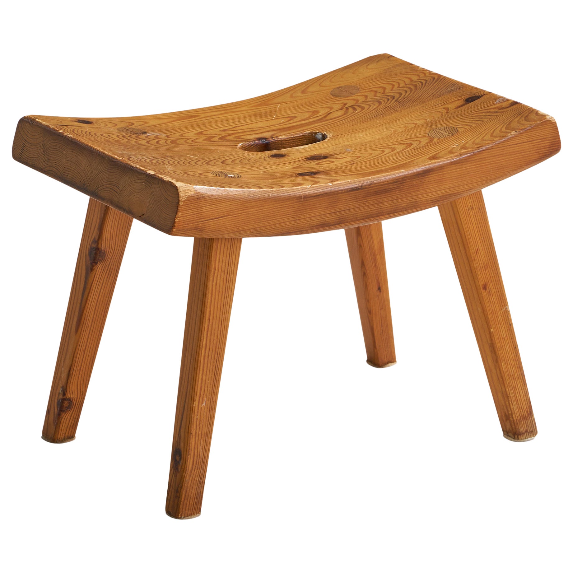 Tabouret de designer suédois, pin, Suède, années 1960