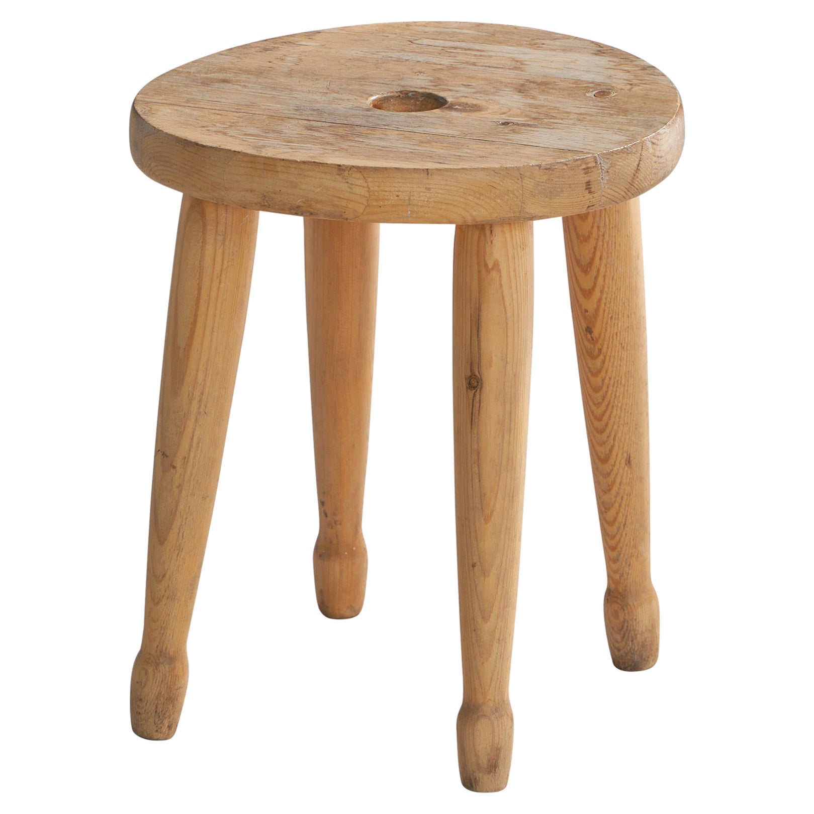 Schwedischer Designer, Hocker, Kiefernholz, Schweden, 1960er Jahre