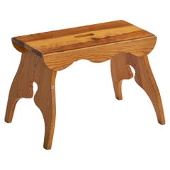 Tabouret de designer suédois, pin, Suède, années 1960