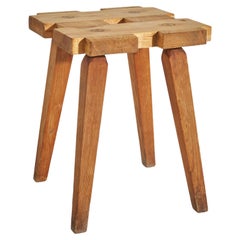 Swedish Designer, Stool, Pine, Sweden, 1960s