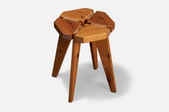 Schwedischer Designer, Hocker, Kiefernholz, Schweden, 1970er Jahre