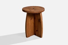 Swedish Designer, Stool, Pine, Sweden, 1970s