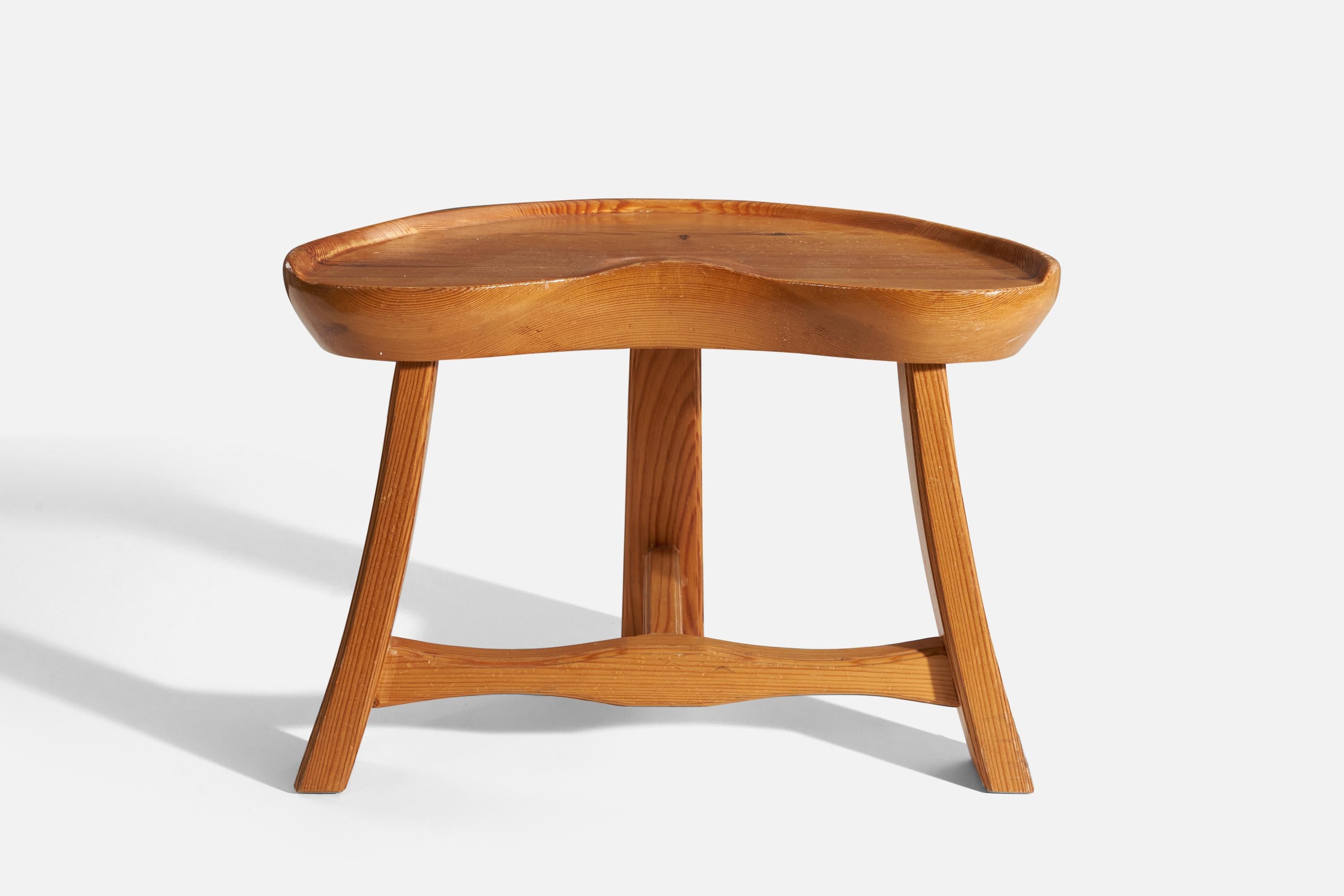 A solid pine stool, produced by a Swedish designer, Sweden, 1970s.