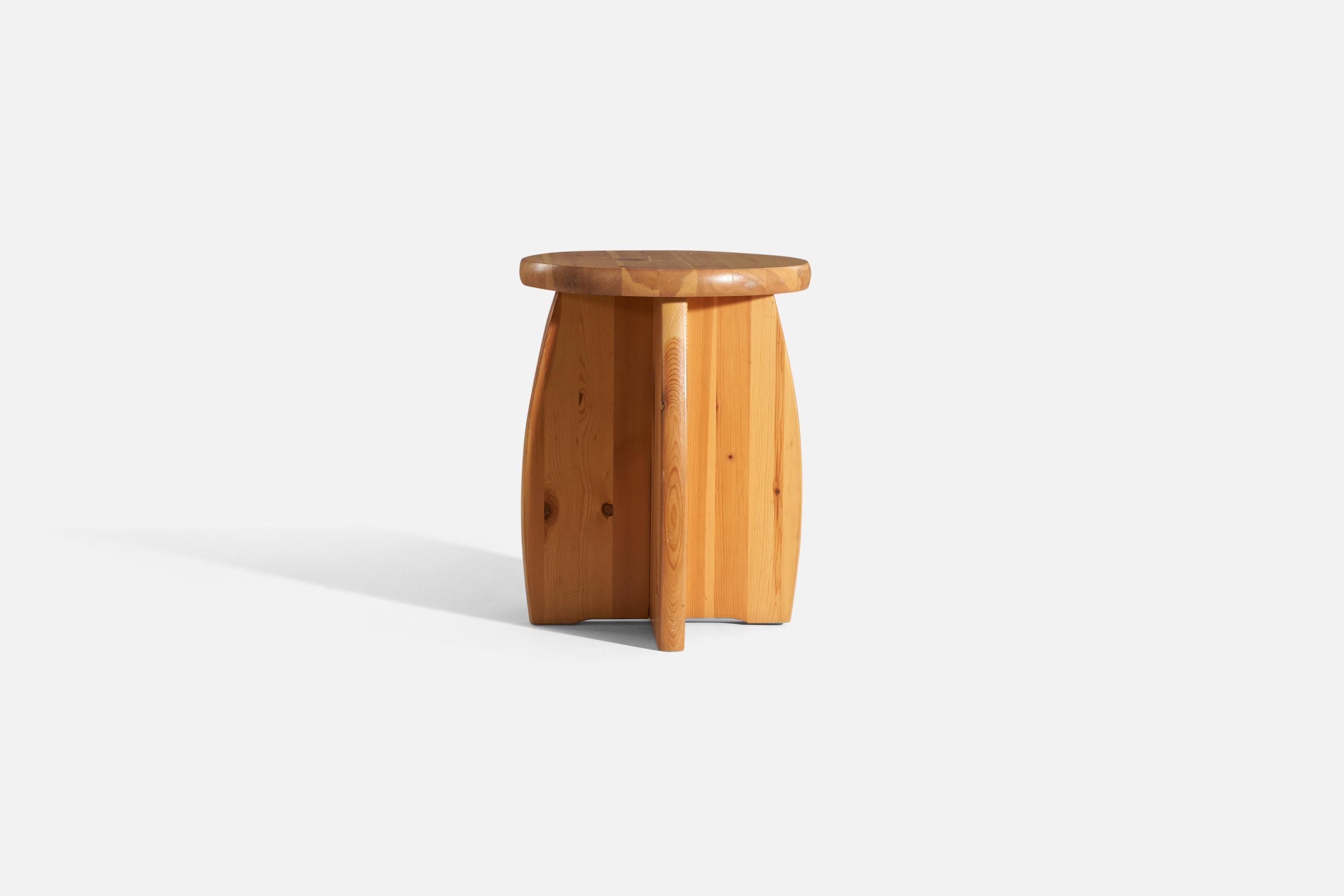 A solid pine stool produced by a Swedish designer, Sweden, 1970s.