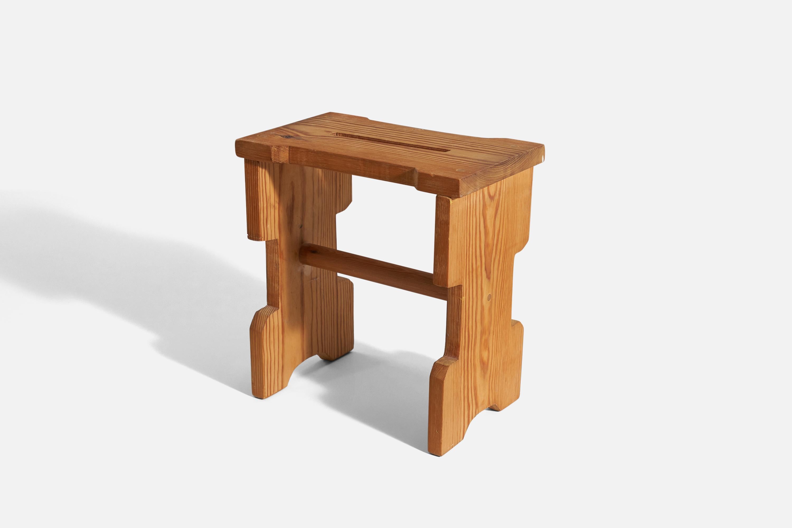 A solid pine stool, designed and produced by a Swedish designer, Sweden, 1970s. 