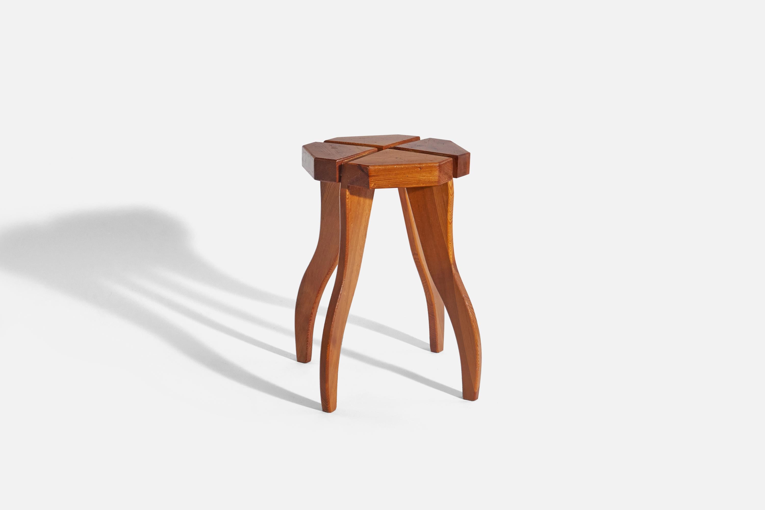 A solid pine stool designed and produced in Sweden, c. 1970s.